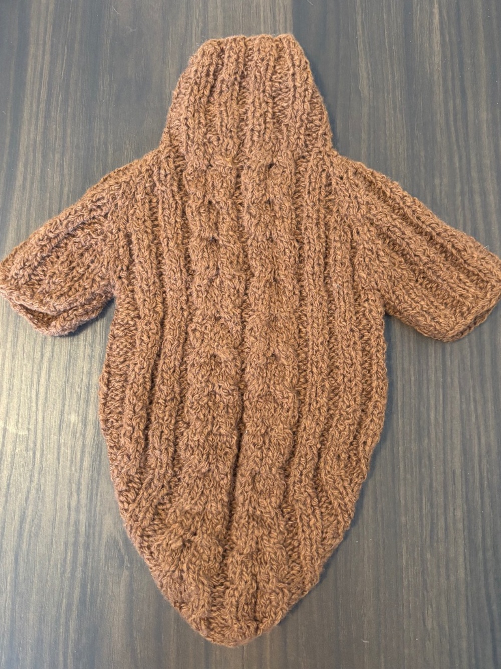 Handmade Brown Cable Knit Dog Sweater for Small Dog